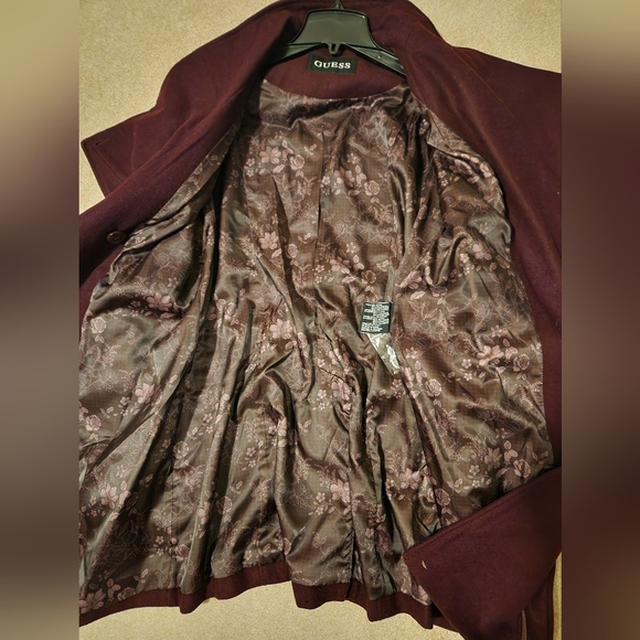 NWT Guess Asymmetrical Button Coat - Wine XL - Picture 6 of 6